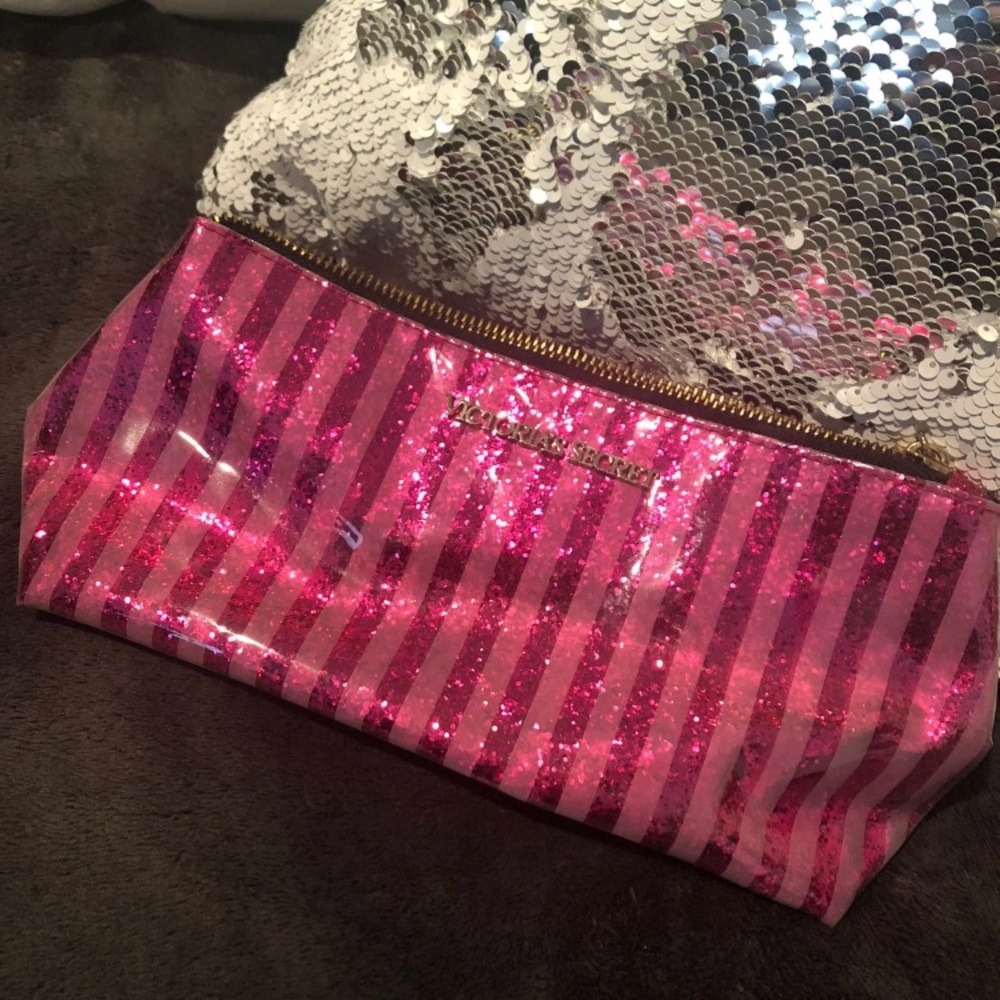 Victoria Secret glitter pink cosmetic bag